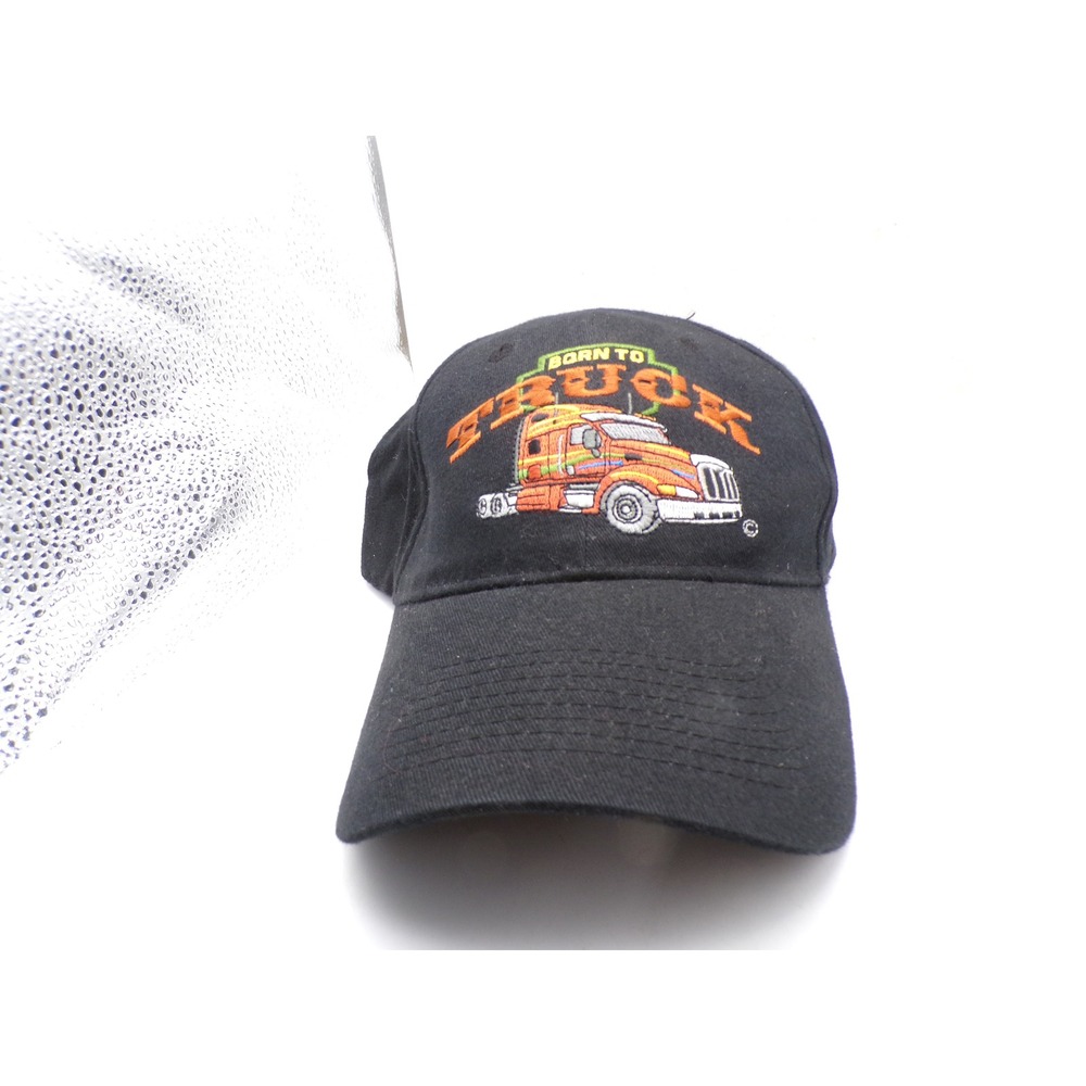 CSI Born To Truck Semi Truck Graphic Baseball Cap Black Adjustable Hat